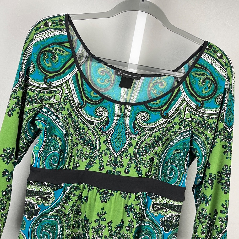 INC International Concepts Y2K Top Womens M Green Teal Paisley Whimsigoth